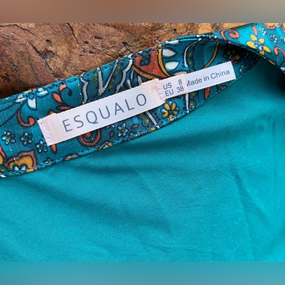 Esqualo Paisley Lurex V-Neck Mini Dress - Picture 6 of 6